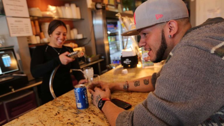 Mike Gonzalez eats lunch at Isla Verde Cafe at 1959 Westchester ave. in the Soundview section of the Bronx, Thursday, Nov., 20, 2014.