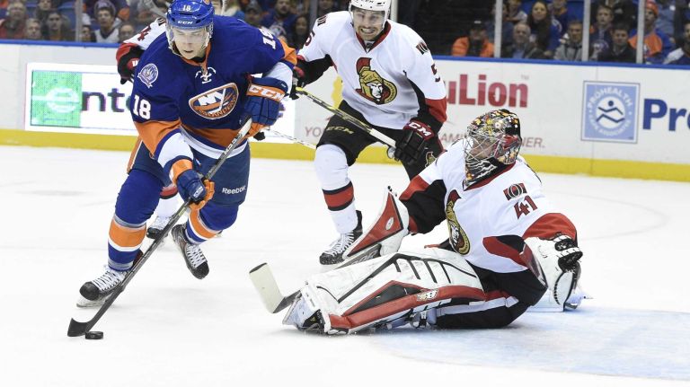 Islanders vs. Senators 41 New York Islanders center Ryan Strome can't get the puck past Ottawa Senators goalie Craig Anderson in the first period of an NHL game at Nassau Coliseum on Tuesday, Dec. 2, 2014.