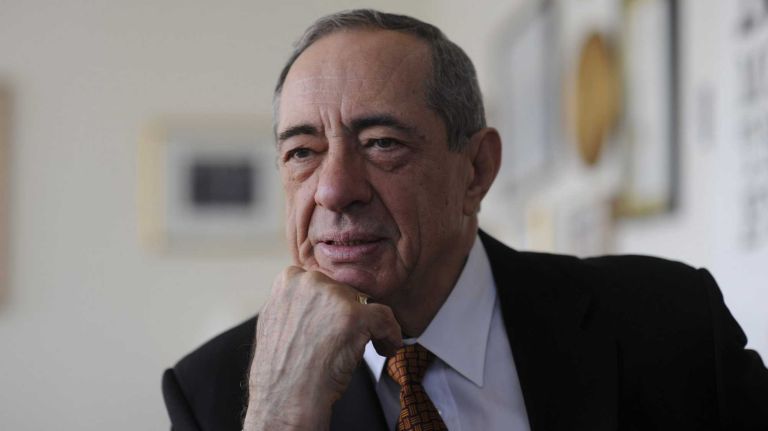 Gov. Mario Cuomo is interviewed at his office at the law firm of Willkie Farr & Gallagher on May 13, 2009. The former governor discussed his role in the Shoreham Nuclear Power Plant decommissioning.