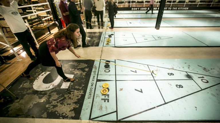 NYC's best new activities 2 Two words you didn’t expect to work? Shuffleboard nightclub. But it does. Big time. Since opening earlier this year, the Royal Palms Shuffleboard Club has been drawing crowds on a nightly basis to try their hand at pushing pucks. The masterful cocktails, food trucks, bingo nights and laid-back vibe don’t hurt, either. $40/hour per lane; 514 Union St., Gowanus, 347- 223-4410, royalpalmsshuffle.com