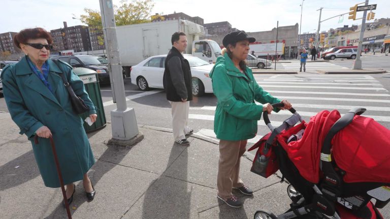 The scene at the corner of Queens Blvd. at 63rd Road in Rego Park.