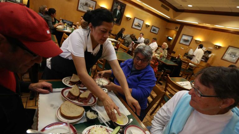 Rich Paresky, Bobby Rosenthal and Margaret Schadler enjoy lunch at Ben's Best Kosher Delicatessen at 96-40 Queens Blvd. in Rego Park.