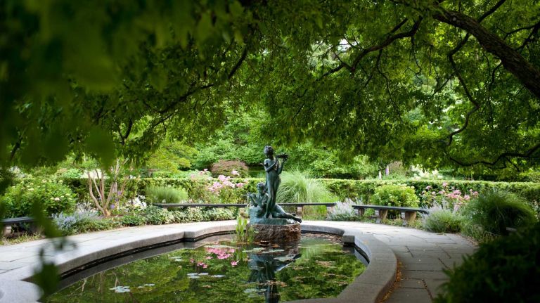 The Burnett Fountain is located in the South Garden of the Conservatory Garden in Central Park. (May 29, 2012)