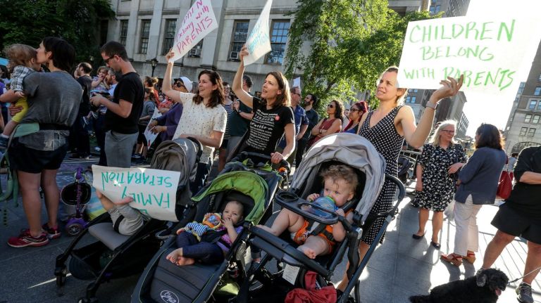 President Donald Trump's immigration policies that separate children from their undocumented parents sparked a protest outside Brooklyn Borough Hall on Thursday.