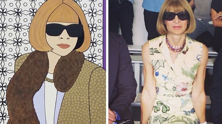 A life-size painting of Anna Wintour greeted guests outside Jason Wu's buzzed about Varick Street show, where the designer debuted his handbag collaboration with actress Diane Kruger, whom he called his 