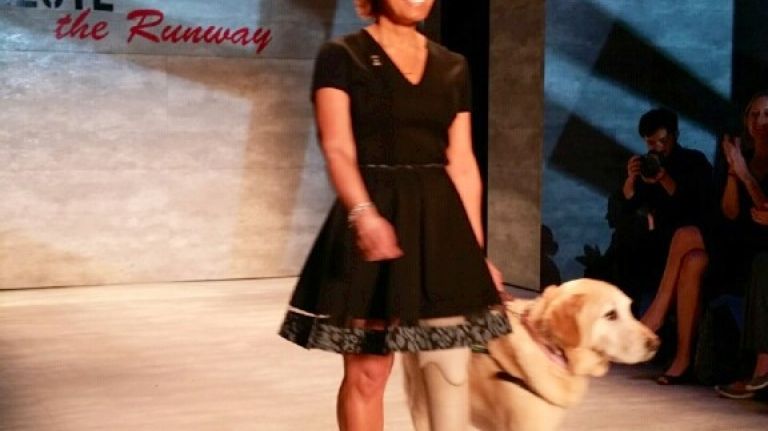 Wednesday evening, before the high fashion crowd took over Lincoln Center, US Military service women lit up the tents for the Salute The Runway fashion show, trading their uniforms for little black dresses by Nicole Miller, DKNY, Tahari, Rebecca Taylor and more Fashion Week designers. The women, both active and retired officers, pilots, mechanics and Purple Heart recipients, were coached by model Hilary Rhoda before taking the runway in an emotional display of all-American girl power. 