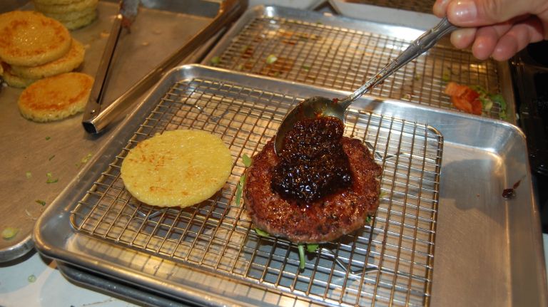 Keizo Shimamoto won't divulge what's in his secret shoyu sauce, either. We taste some soy, garlic, sweet rice vinegar and sesame. 