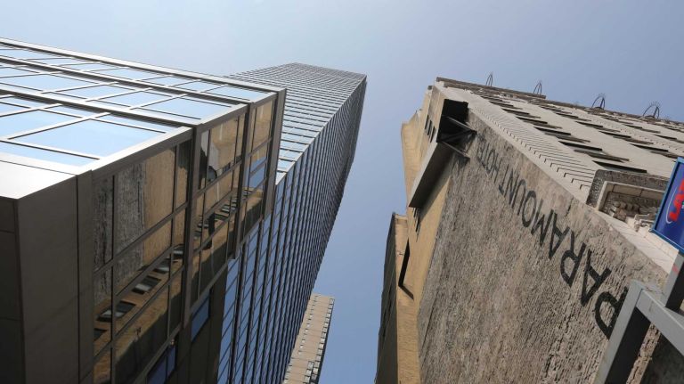 The Platinum building, left, at 247 W. 46th street, in the Theater District, Tuesday, July 22 2014. 