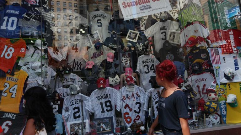 The windows at Grand Slam New York, at 1557 Broadway, in the Theater District, on Tuesday, July 22 2014. 
