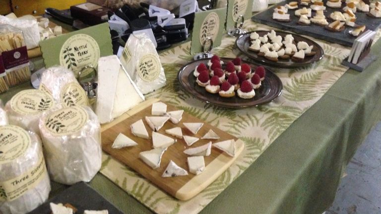Upstate cheese company Nettle Meadow Farm displays their vast selection and small bites.