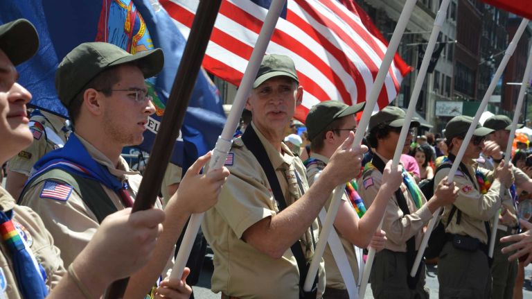 New Yorkers gather in midtown to celebrate the annual New York City Pride Parade on Sunday, June 29, 2014.