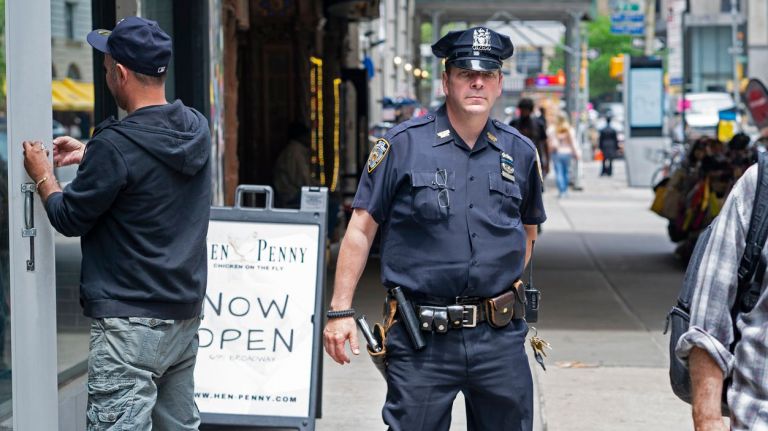 NYPD is retiring the last of its revolvers by end of summer 1 NYPD Officer Paul Sulzbach walks along Broadway in midtown on Monday, with his soon-to-be-retired service revolver.
