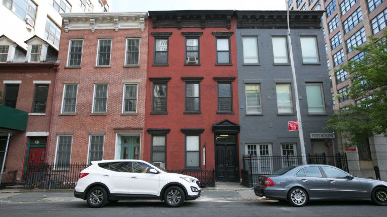Town houses on Dominick Street in Hudson Square in Manhattan on June, 1, 2014. 