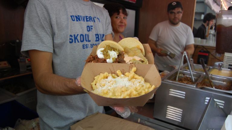 Broadway Bites 8 A plate of delicious food from Mexicue.