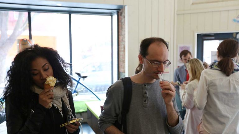 Customers at Ample Hills Creamery in Prospect Heights, Brooklyn, Wednesday, May 7, 2014. Ample Hills makes their ice cream in house and will be opening a new store in Gowanus in June.