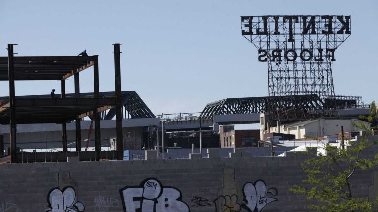 The historic Kentile sign in Gowanus, Brooklyn, Monday, May 5, 2014. Gowanus is a a neighborhood in transition.