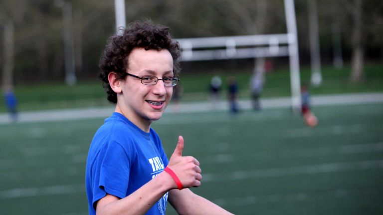 Pelham Bay photos 26 A young boy gives the thumbs up at the Aileen B. Ryan recreational complex, Pelham Bay, May 3, 2014.