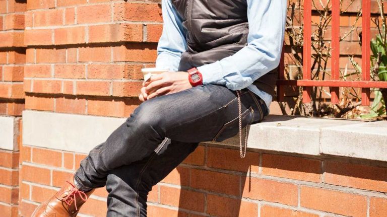 Martin Nembhard, who works for Friends of the High Line, dons a Patagonia down vest — a great transitional piece — with Joe Fresh jeans, Florsheim shoes and Polaroid sunglasses.