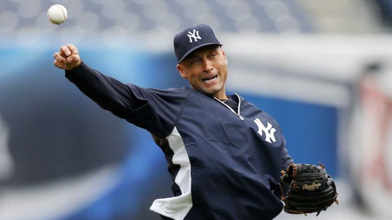Derek Jeter of the New York Yankees warms up during batting practice before a game against the Baltimore Orioles at Yankee Stadium on Monday, April 7, 2014 in the Bronx.