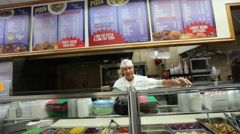 Owner, Amnon Levy at Amnon Kosher Pizza at 4814 13th Ave. in Borough Park, Brooklyn, Sunday, Mar. 16, 2014. Borough Park is a predominately Orthodox Jewish neighborhood in central, Brooklyn.