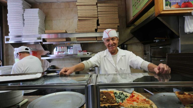 Owner, Amnon Levy at Amnon Kosher Pizza at 4814 13th Ave. in Borough Park, Brooklyn, Sunday, Mar. 16, 2014. Borough Park is a predominately Orthodox Jewish neighborhood in central, Brooklyn.