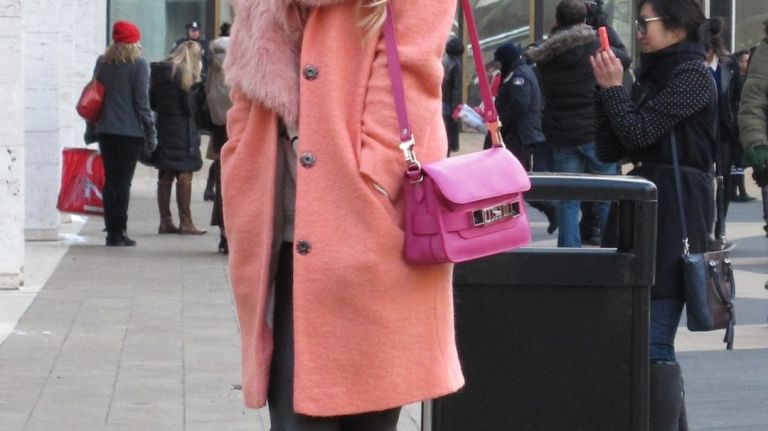 Different shades of pink come together for this New York Fashion Week look.