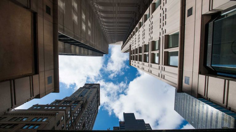The Mercantile Building, bottom left, is an old Art Deco skyscraper in the Murray Hill neighborhood of Manhattan.