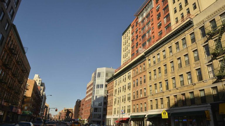 A view from the vibrant business district along Frederick Douglass Boulevard at West 114th Street in South Harlem.