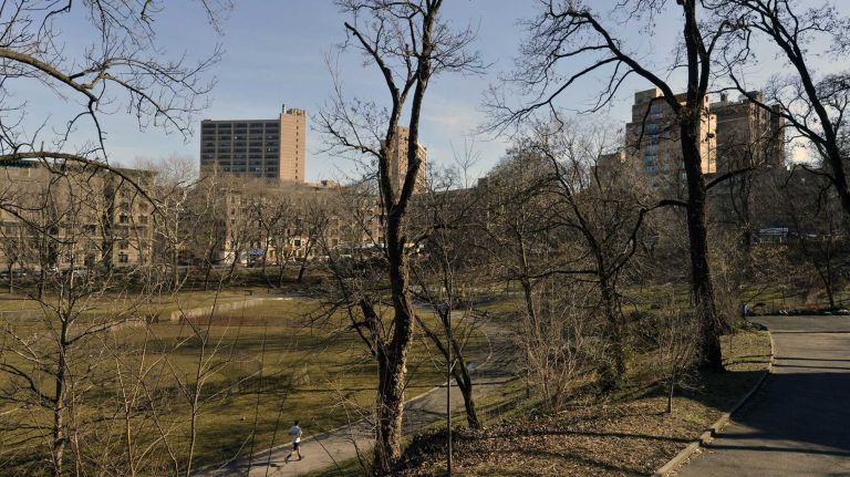 A path for runners inside Morningside Park at West 110th Street in South Harlem.