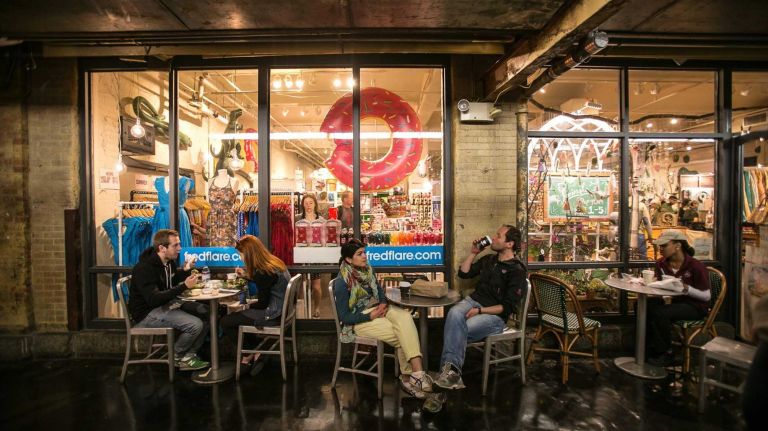 Chelsea Market is packed with restaurants, cafes, food stores, and other kinds of stores selling artisanal products. 