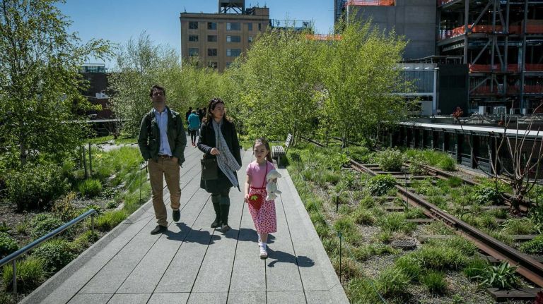 The High Line is a park created out of the abandoned rail tracks. 