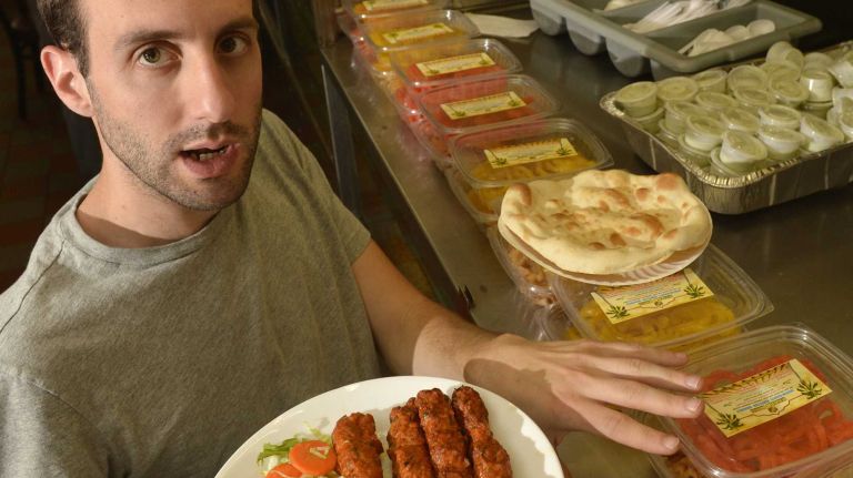 Jackson Heights 18 Jackson Heights resident Jeff Orlick, 31, who has taken people on food tours of the neighborhood for the last two years, likes to make stops at Kabob King on 37th Road. (June 15, 2013)
