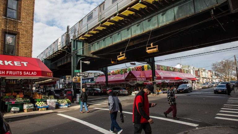 Shops along Liberty Avenue.