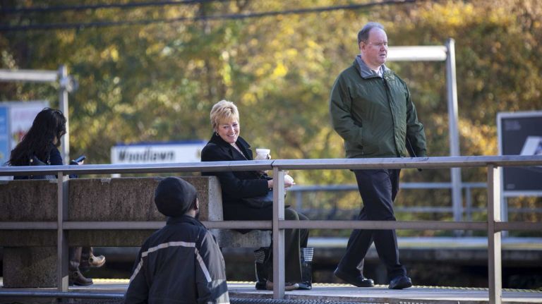 Commuters at the Metro North station in Woodlawn.