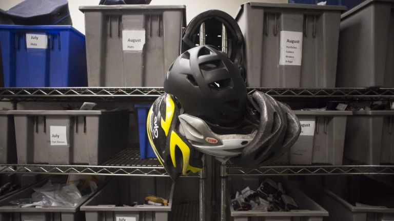 Lost items are stored at the MTA's Metro-North Railroad Lost & Found in Grand Central Terminal on August 28, 2013.