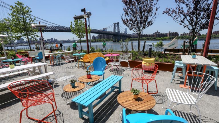 Grab a bite at Taco Cina, and then choose from an array of seating.