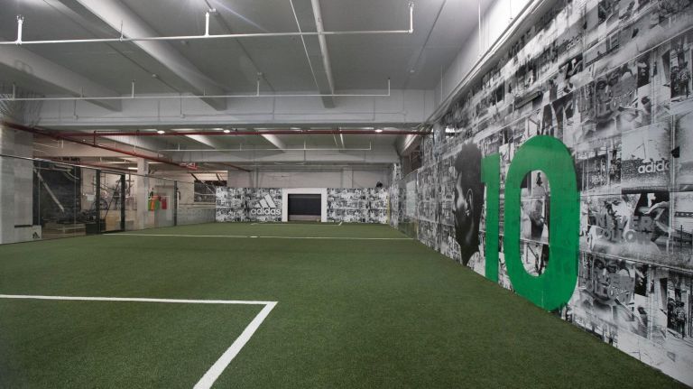 Upper 90's inside soccer field.