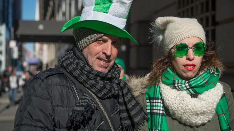 St. Patrick's Day Parade attendees wore green garb of all kinds in Manhattan on Saturday.