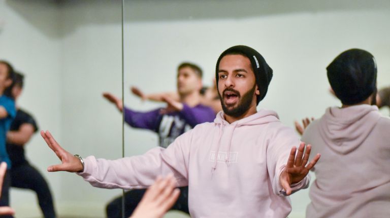 Armaan Gupta led the dance workout at the Duo Multicultural Arts Center on Jan. 21, 2018.
