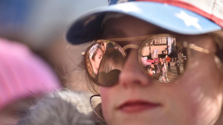 Women's March on NYC: Photos of the 2nd annual demonstration 43 A participant at the Women's March protests in Manhattan on Saturday, Jan. 20, 2018.
