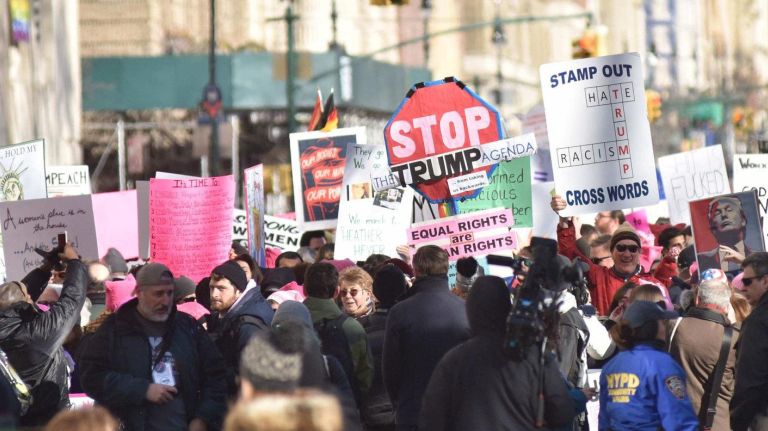 Women's March on NYC: Photos of the 2nd annual demonstration 45 Participants got creative with their signs at the Women's March in Manhattan on Jan. 20, 2018.