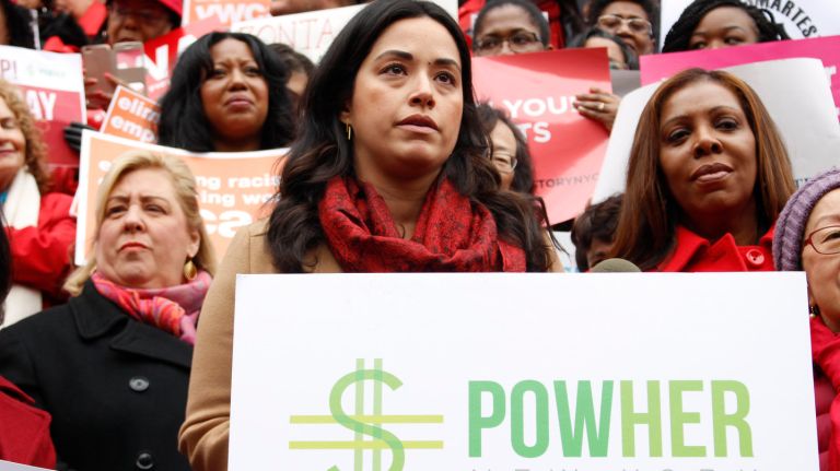 Close the gender wage gap by banning salary history questions, Cuomo proposes 1 City Councilwoman Carlina Rivera attended the Equal Pay Day rally as a speaker on the steps of City Hall on Tuesday, April 10, 2018.
