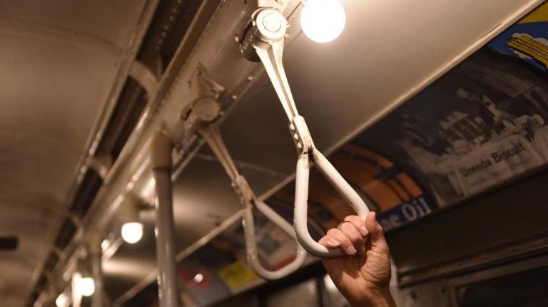 MTA's Holiday Nostalgia Train makes its annual debut: See photos 10 Hop on and you'll be able to hang onto these straps.