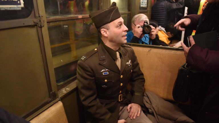 MTA's Holiday Nostalgia Train makes its annual debut: See photos 12 Joseph Turi of Manhattan dressed as a World War II Army Air Corps captain as he rode the nostalgia train.