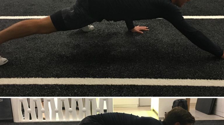 The spiderman crawl, demonstrated by personal trainer Alex Dropo. Photos by amNewYork Meredith Deliso. for health article