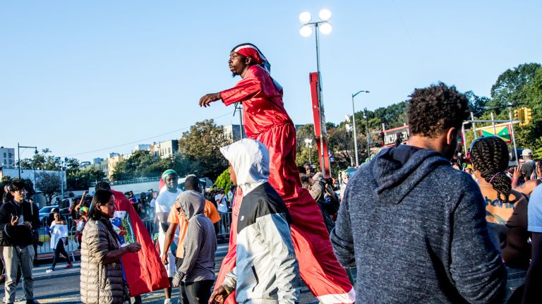J'Ouvert festival: Photos of the early morning Caribbean celebration 18 A man on stilts makes his way through the J'Ouvert parade in Brooklyn on Sept. 4, 2017.