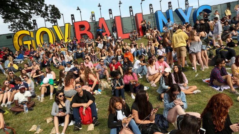 The Gov Ball sign at the Governors Ball Sunday on Randall