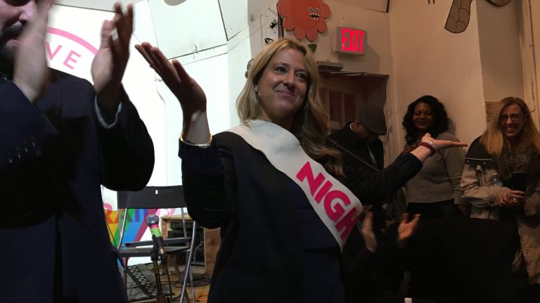 Nightlife Mayor Ariel Palitz answers questions from the NYC Artist Coalition, club owners and community members on Monday, March 26, 2018 at Secret Project Robot in Bushwick.