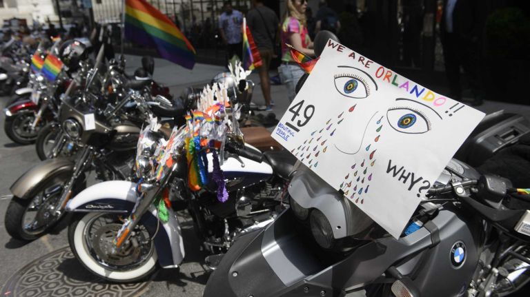 NYC Pride March 2016: See photos of the annual march to commemorate the Stonewall riots 131 Motorcycles are seen at the 46th annual New York City Pride March on Fifth Avenue in Manhattan on Sunday, June 26, 2016. This year's Pride parade pays tribute to the 49 killed in the massacre at a gay nightclub in Orlando, Florida, two weeks ago on June 12.