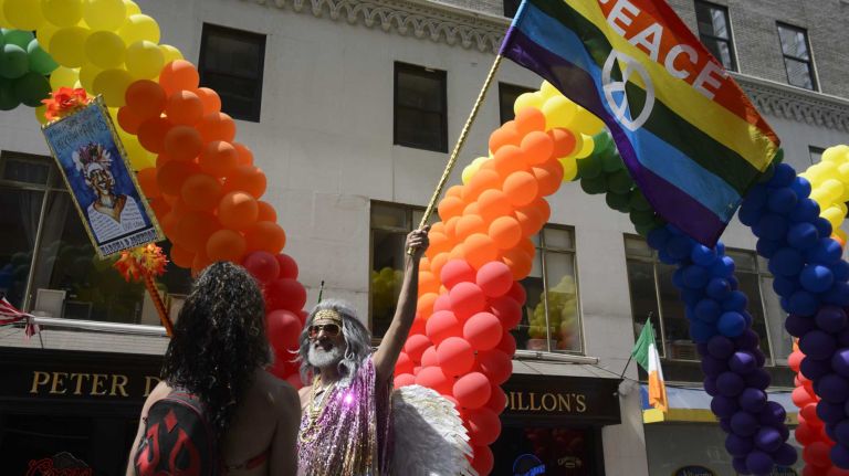 NYC Pride March 2016: See photos of the annual march to commemorate the Stonewall riots 137 Participants get ready for the start of the New York City Pride March in Manhattan on Sunday, June 26, 2016. The March, the highlight of NYC Pride week, is estimated to draw over a million viewers and supporters to the streets this year as the LGBT community and others come together in solidarity in the wake of the massacre at Pulse nightclub in Orlando.